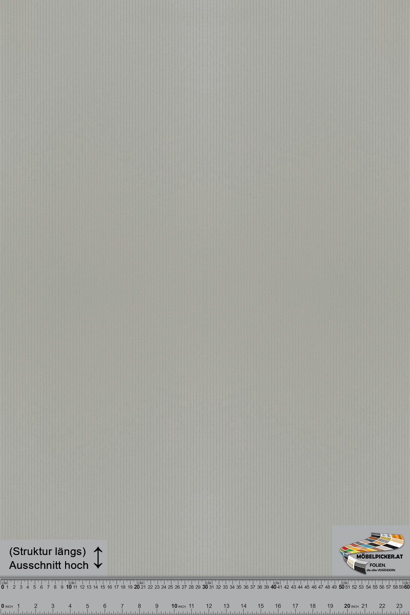 Textur: Seidig matt Hellgrau gerillt MPGMT86 Folie für Kästen, Fronten, Küchenfronten, Fliesen, Glas, Fensterrahmen, Trennwände, Raumtrenner