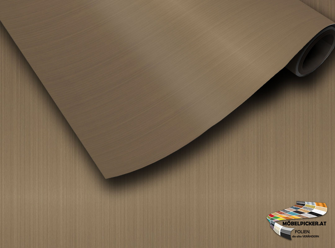 Metall: Gebürstet Kupfer hell - Möbelfolie, Klebefolie, Dekorfolie, Küchenfolie, Architekturfolie, Möbelbaufolie