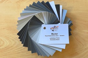 Musterfächer, Mustersammlung, grau-schwarz, Möbelfolie, Klebefolie, Architekturfolie